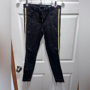 Zara Black Skinny Jeans with Yellow Stripes